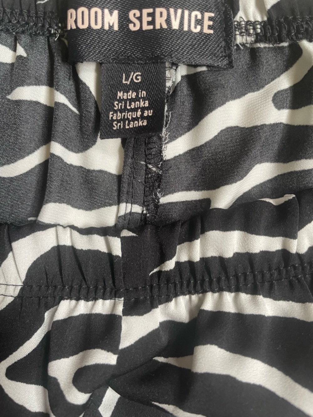 Room Service Zebra Print Pajama Set Black White with Contrast Piping - Picture 5 of 5